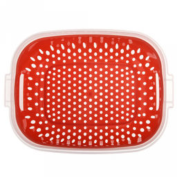 Лоток пластмассовый с решетчатой вставкой (дуршлаг) для мытья и хранения овощей, фруктов и ягод, 1,4л 18х14см h8см, с крышкой, цвета в ассортименте: белый; коралловый; зеленый, в п/эт пакете (Китай)