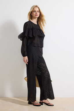 Siyah Brode Astarl? Straight/Duz Kesim Pantolon TWOSS26PL00028