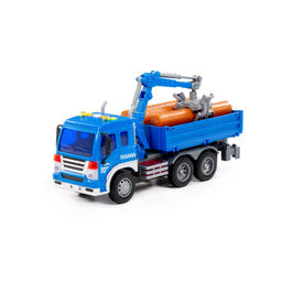 Сити, автомобиль бортовой с манипулятором инерционный (со светом и звуком) (синий) (в коробке) - Полесье фото 2