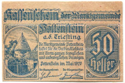 50 геллеров 1920 года Австрия Поттенштайн (нотгельд)