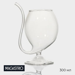 Бокал для вина Magistro «Пантера», 300 мл, стекло, с трубочкой, прозрачный