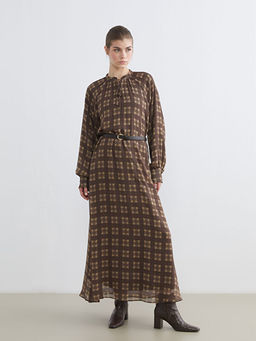 Ba?lamal? Yaka Ekose Elbise