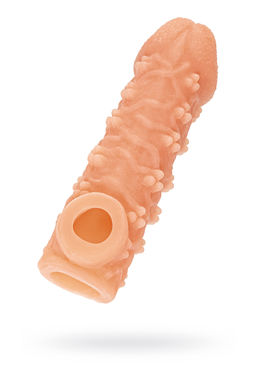 Насадка реалистичная KOKOS COCK SLEEVE 009-M с дополнительной стимуляцией, TPE, телесная, 15.6 см