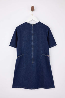 Mavi DOKUMLU Aksesuar Detayl? Mini %100 Pamuk Denim Elbise TWOSS26EL00032 - Trendyolmilla фото 7