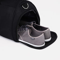 Сумка спортивная на молнии, отдел для обуви, длинный ремень, цвет чёрный - Simaland фото 4