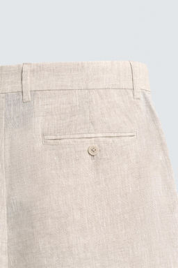 BERMUDA REGULAR FIT 100% LINO / Beige claro