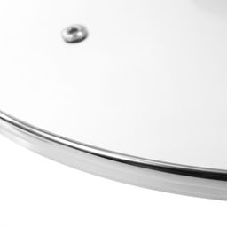 "ДМ" Крышка стеклянная д26см h6см, жаропрочное стекло, ободок из нержавеющей стали, пароотвод, пластиковая ручка-кнопка (Китай)