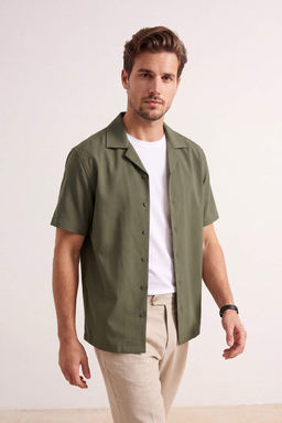 Haki Genis Kal?p/Oversize Gabardin Apas Yaka Erkek Dokuma Gomlek TMNSS26GO00034 - Trendyolmilla фото 2
