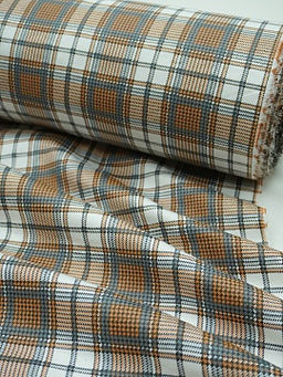 Фланель Клетка цв.орех/серый на белом, ш.1.5м, хлопок-100%, 150гр/м.кв