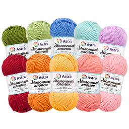 Молочный хлопок (Milk Cotton) пряжа "Astra Premium"ТМ 50%хлопок 50%молочный акрил 3х50гр/100м