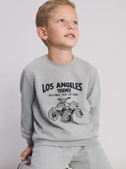 Bask?l? Erkek ?ocuk Sweatshirt ve E?ofman Alt?