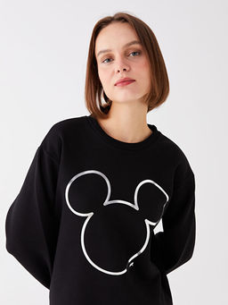 Bisiklet Yaka Mickey Mouse Bask?l? Uzun Kollu Oversize Kad?n Sweatshirt - Waikiki фото 2