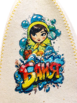 Шапка для бани и сауны Матрёшка в пузыриках, полиэфир, шерсть, белая - Simaland фото 4