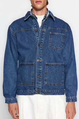 TRENDYOL MAN Orta Mavi %100 Pamuk Regular Fit Denim Kot Ceket TMNAW24CE00004 - Trendyolmilla фото 14