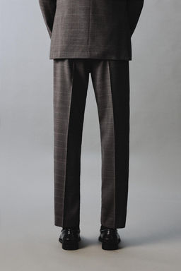 PANTAL?N TRAJE CUADROS 100% LANA / Marr?n - Zara фото 3