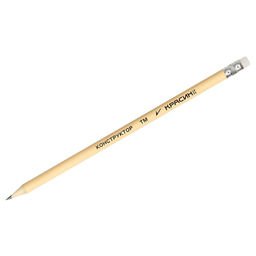 Цена за 10 шт. Карандаш ч/гр. "Конструктор" ТМ (НВ) с ластиком, круглый (С-610) Красин