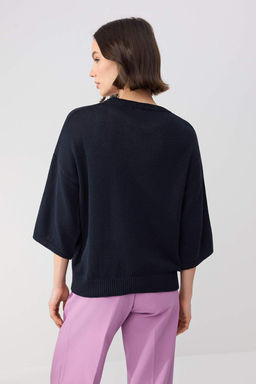 Wardrobe Essentials Lacivert Bisiklet Yaka Triko Bluz TWOSS26BZ00136