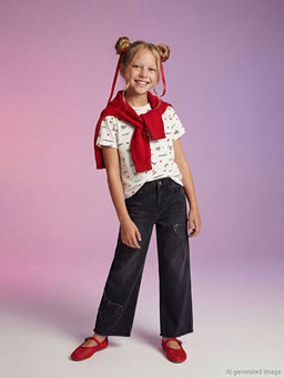 Wideleg K?z ?ocuk Jean Pantolon