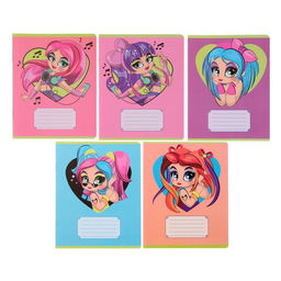 Комплект тетрадей из 10 штук 12 листов в узкую линию Модница, обложка мелованная бумага, ВД-лак, блок офсет