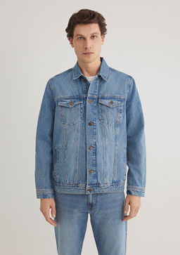 Drake Classic Denim Puslu Indigo Mavi Jean Ceket  фото 5