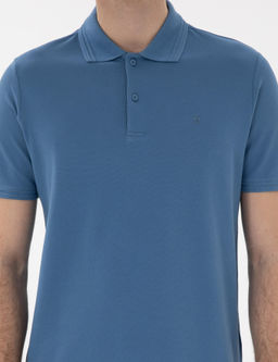 Koyu Mavi Regular Fit %100 Pamuk Polo Yaka Basic Ti__rt - Pierre cardin фото 6