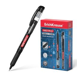 Цена за 12 шт. Ручка-роллер ErichKrause Metrix® Stick&Grip Classic 0.5, цвет чернил черный (в коробке по 12 шт.)