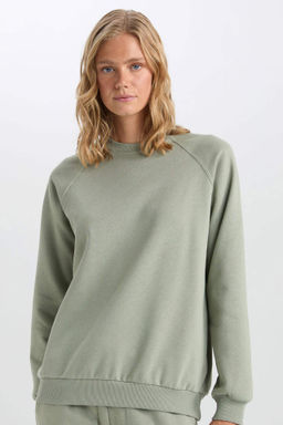 Oversize Genis Kal?p Bisiklet Yaka Kal?n Basic Duz Sweatshirt - Defacto фото 6