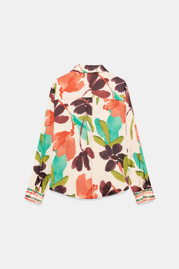 CAMISA SATINADA ESTAMPADO FLORAL / Multicolor - Zara фото 7