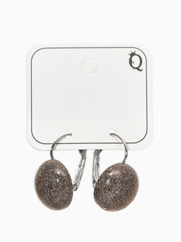 Серьги пластик "Таблетка" блёстка, цвет серый графит в серебре