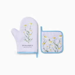 Набор кухонный Ромашки варежка-прихватка 20?27 см, прихватка 17?17 см 100% п/э