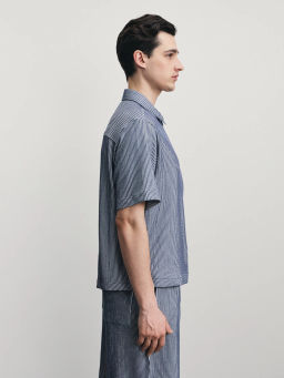 Рубашка в полоску на молнии / Zarina  фото 4