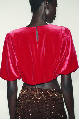 VELVET BALLOON TOP - Zara фото 6