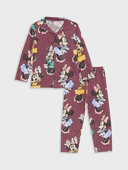 Polo Yaka Uzun Kollu Minnie Mouse Bask?l? K?z Bebek Pijama Tak?m?