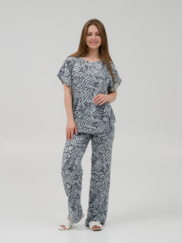 Штапельные, свободные, прямые брюки серые - Odis фото 2