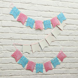 Цена за 2 шт. Гирлянда бумажная на ленте «Розовый и голубой» 300 см