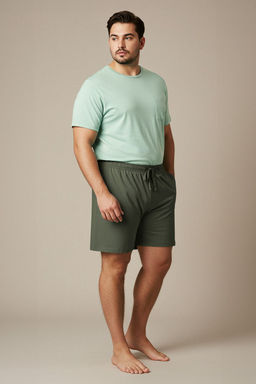 TRENDYOL MAN Siyah Gri Regular Fit Orme Sortlu Buyuk Beden Pijama Tak?m? TMNSS25AI00007