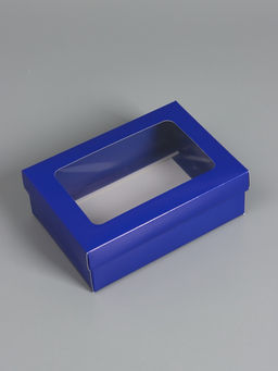 Цена за 5 шт. Коробка складная «Синяя», с окном, крышка-дно, 21×15×7 см