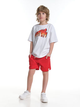 Футболка для мальчика с принтом 22-9018 белый | красный - Mini maxi фото 3