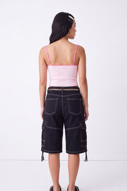 Pembe Bask_l_ Fitted V Yaka _nce Ask_l_ Kolsuz Crop Pamuklu Esnek _rme Atlet TWOSS26AL00147 - Trendyolmilla фото 10