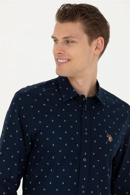 Мужская темно-синяя рубашка с длинным рукавом - U.s. polo assn фото 2