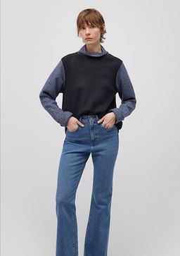 Uzun Kollu Antrasit Cizgili Tisort - Mavi фото 3