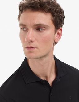 Siyah Regular Fit %100 Pamuk K_vr_lmaz Polo Yaka Basic Ti__rt