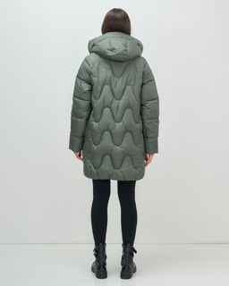 Куртка зимняя женская с капюшоном модная цвета хаки 7653Kh - Visdeer фото 5