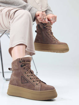 Ботинки 216.warmbr. капучино замша/Байка