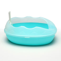 Туалет для кошек, 38×28×15 см, округлый, с бортиком и совком, синий