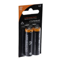 Батарейка солевая Luazon Super Heavy Duty, АА, R6, блистер, 2 штуки