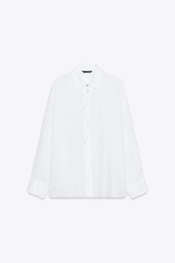 100% LINEN SHIRT WITH CONTRASTING BUTTONS - Zara фото 19