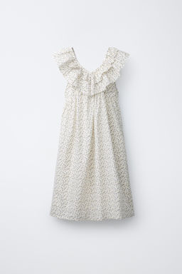 VESTIDO ESTAMPADO FLORES VOLANTES / Gris perla - Zara фото 3