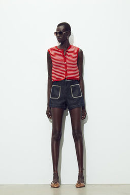 JACQUARD BUTTON WAISTCOAT TOP