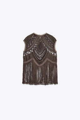 ZW COLLECTION BEADED CROCHET TOP - Zara фото 6